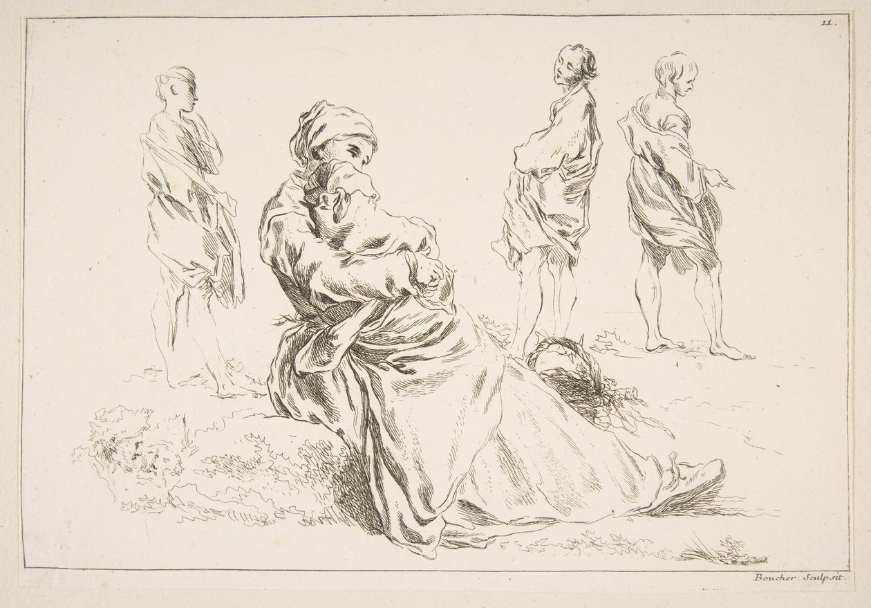 Hoja de bocetos, 1753 de François Boucher