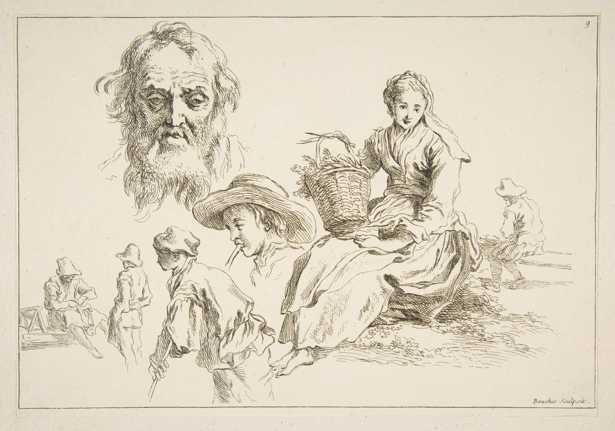 Hoja de bocetos de François Boucher
