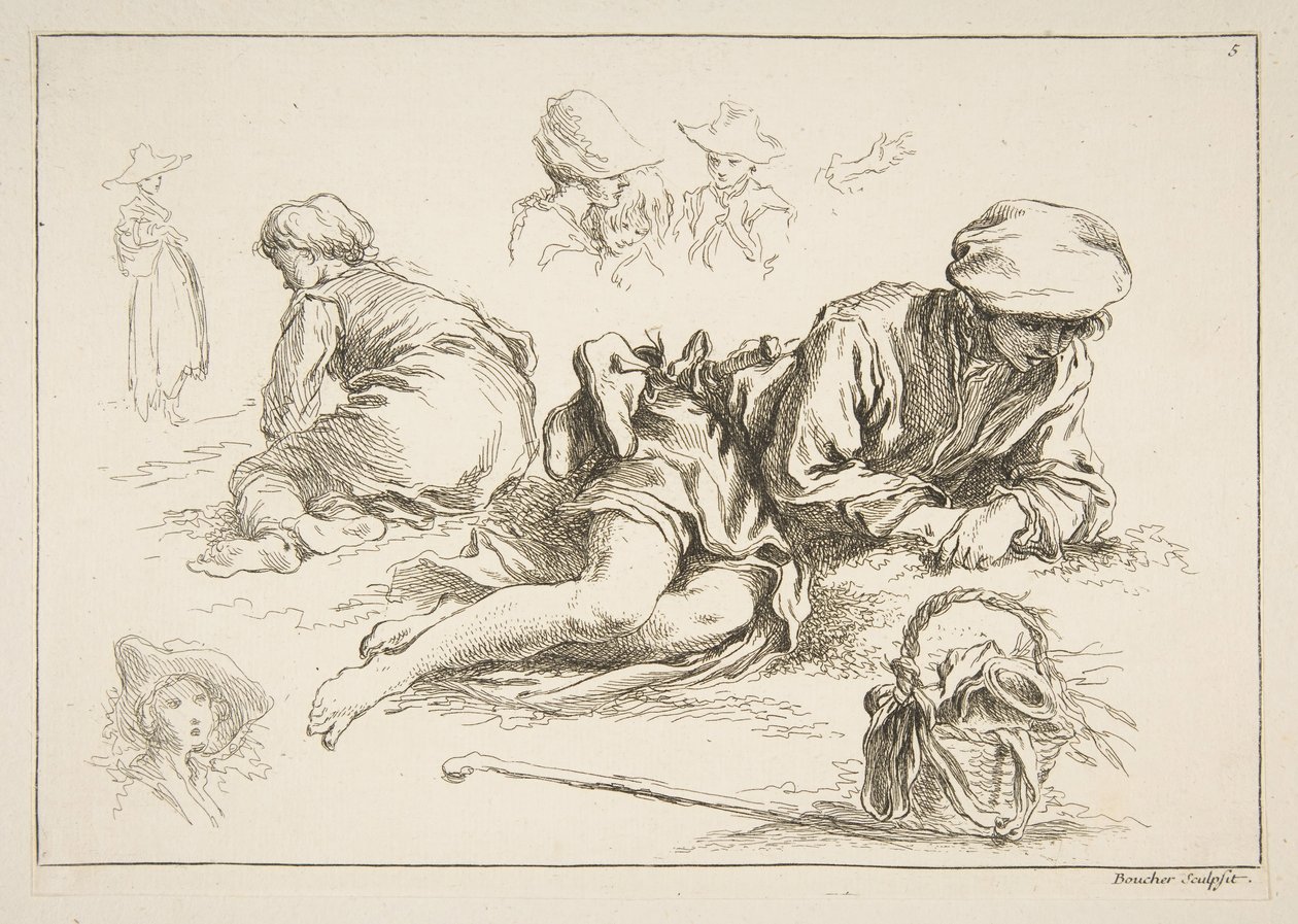 Hoja de bocetos de François Boucher
