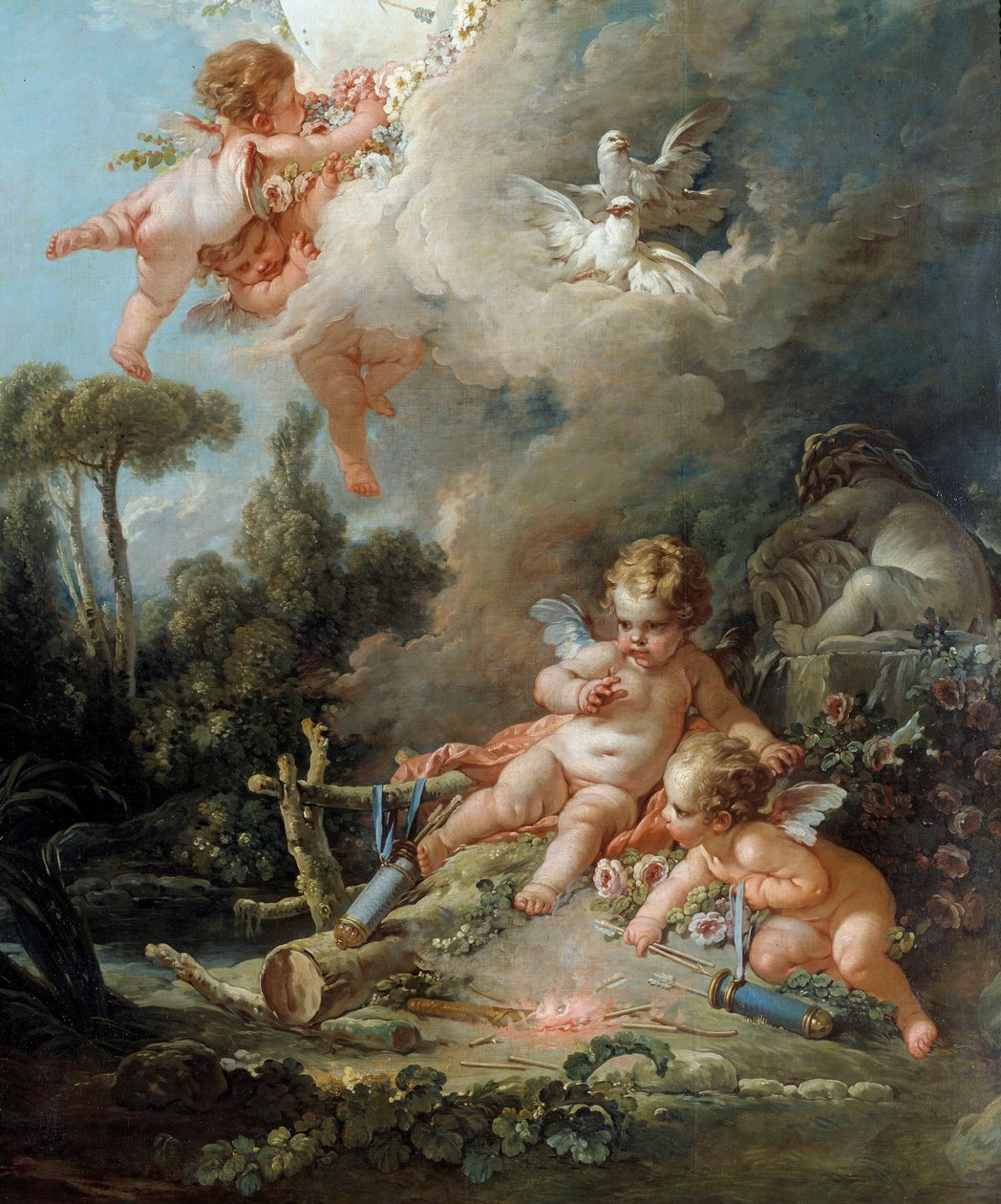 El Ángel (detalle) Amor Objetivo. Pintura de François Boucher (1703-1770) 1758 de François Boucher