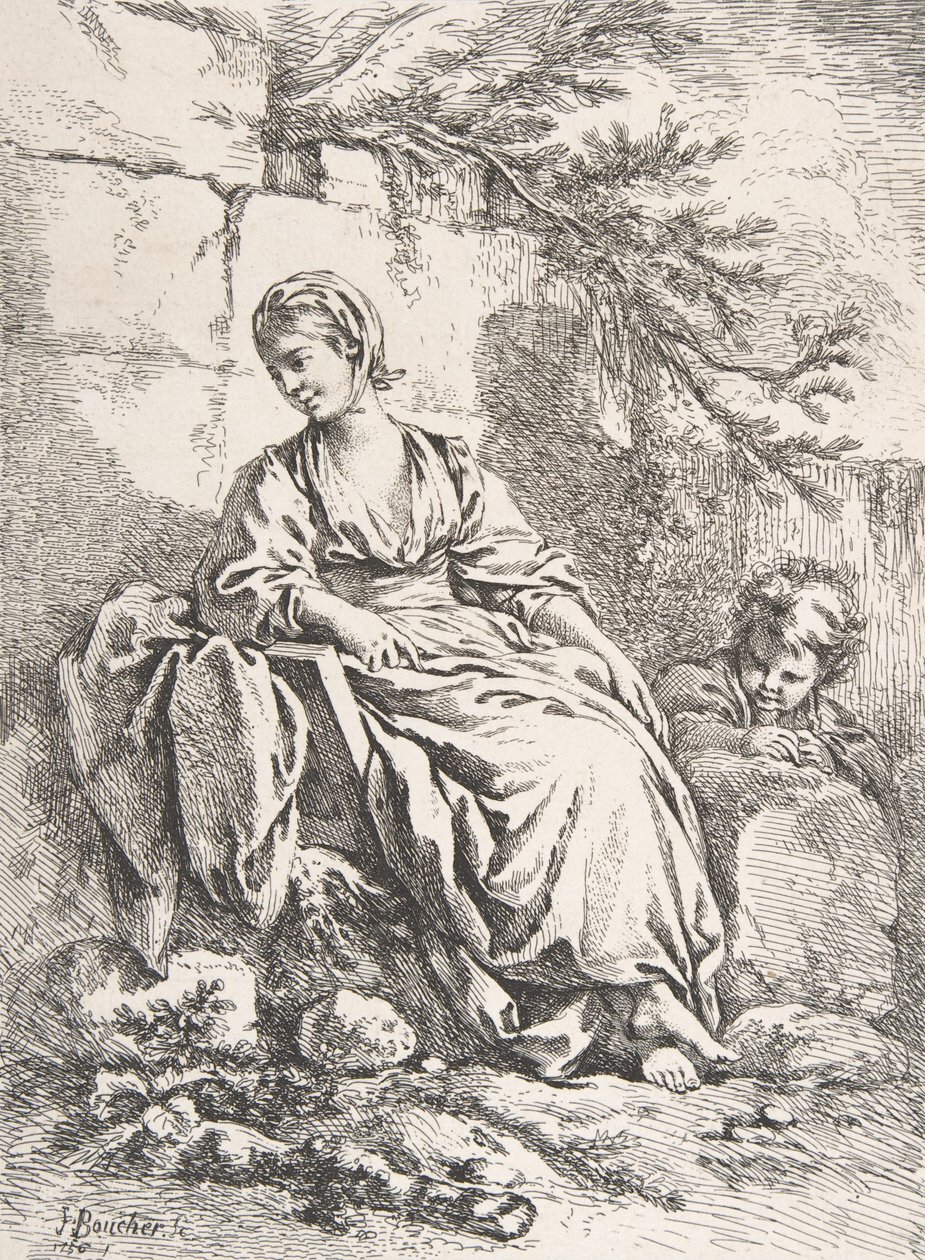 La joven descansando de François Boucher