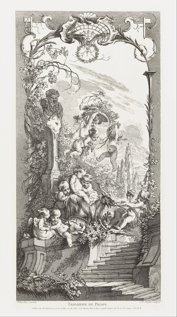 Triomphe de Priape (Triunfo de Príapo) en Nouveaux Morceaux pour des Paravents (Nuevos conceptos para Sc) de François Boucher