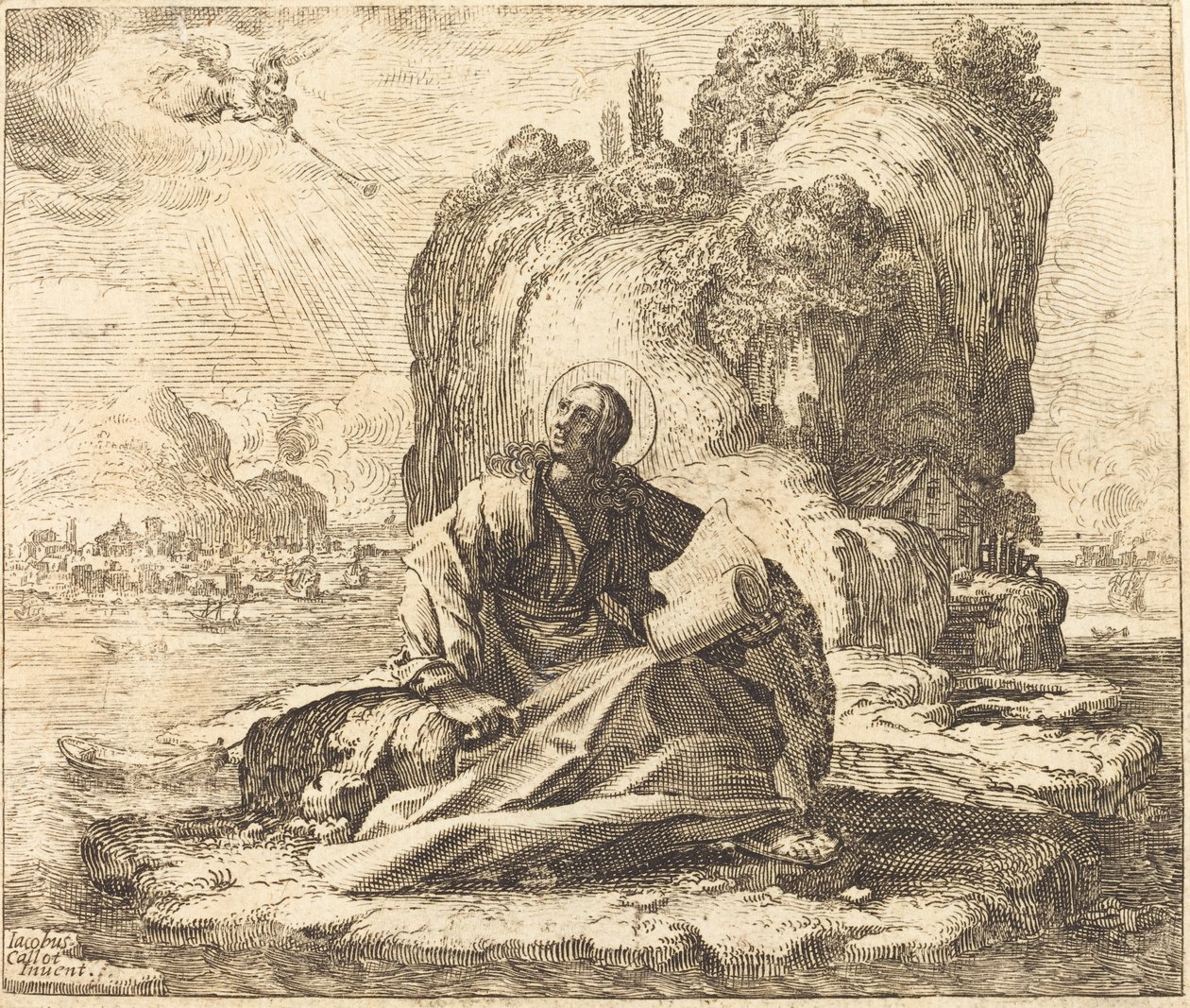 San Juan en la Isla de Patmos de François Collignon after Jacques Callot