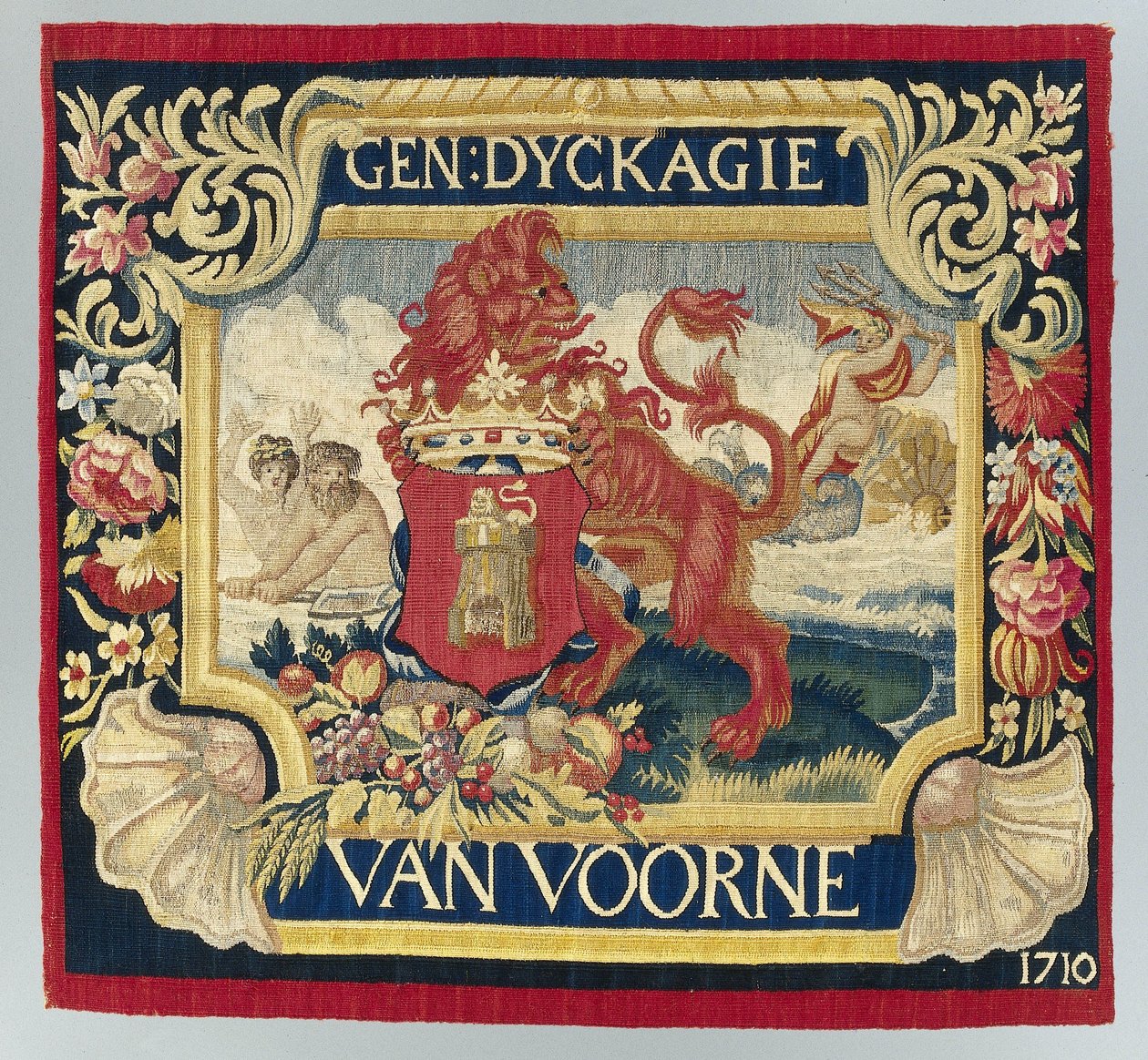 Sábana de cojín con una representación simbólica y el escudo de armas de Voorne de François Coppens (attributed to)