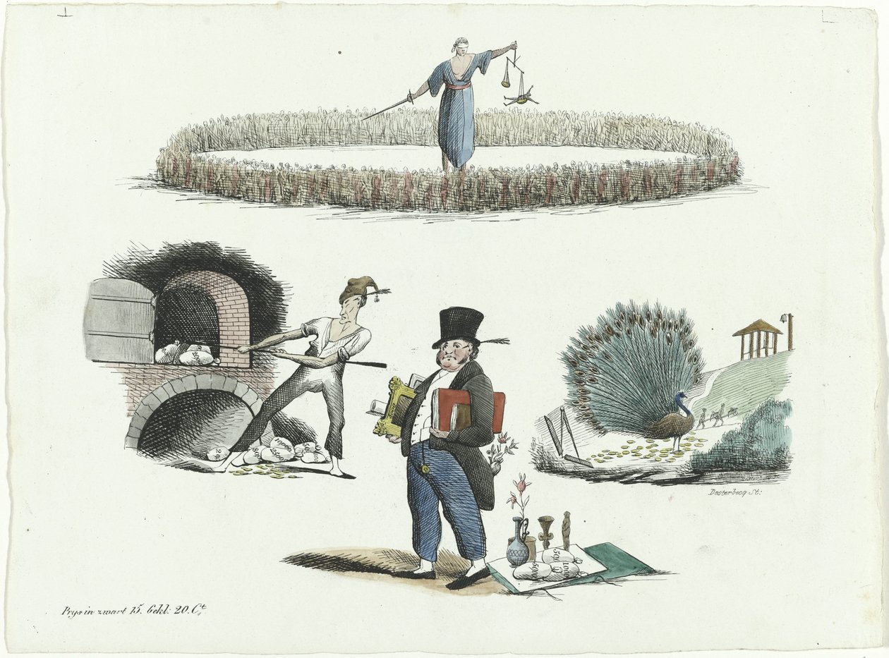 Caricatura sobre J.C. Backer, C. Seyn y S. van der Paauw, 1839 de François Desterbecq