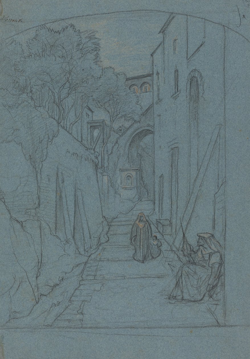 Vista de una calle en Sorrento de François Edouard Bertin
