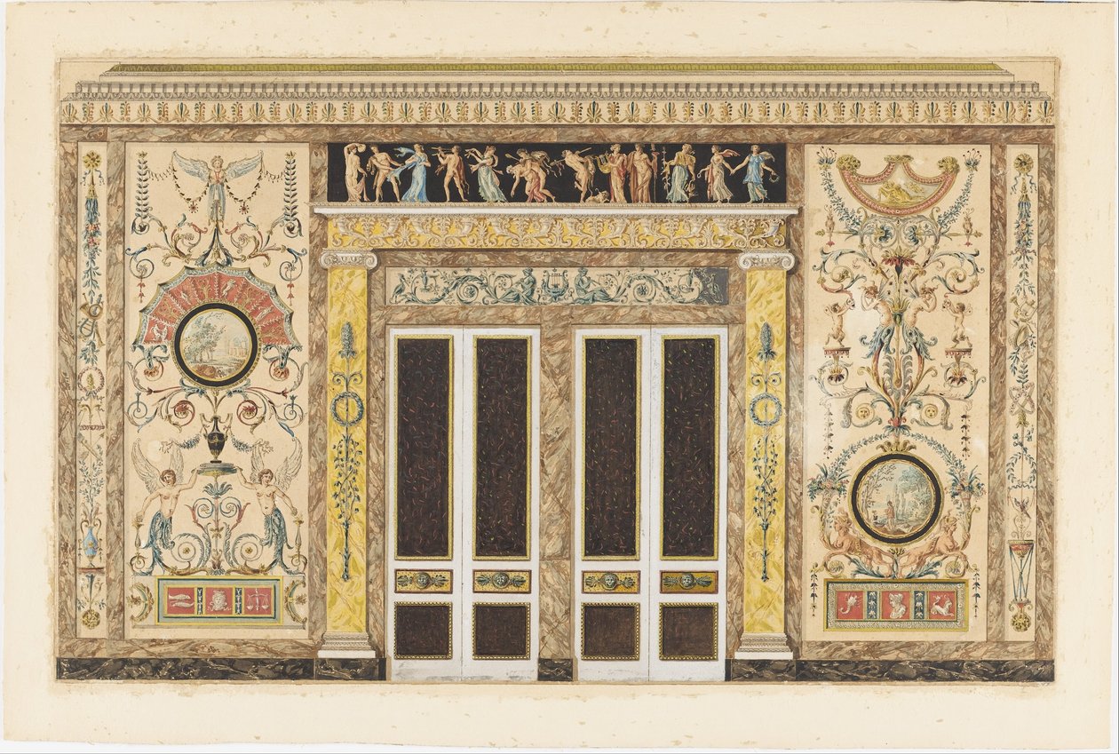 Proyecto para un Salón de Música (Diseño para una Elevación de Pared en una Sala de Música) de Francois Joseph Belanger