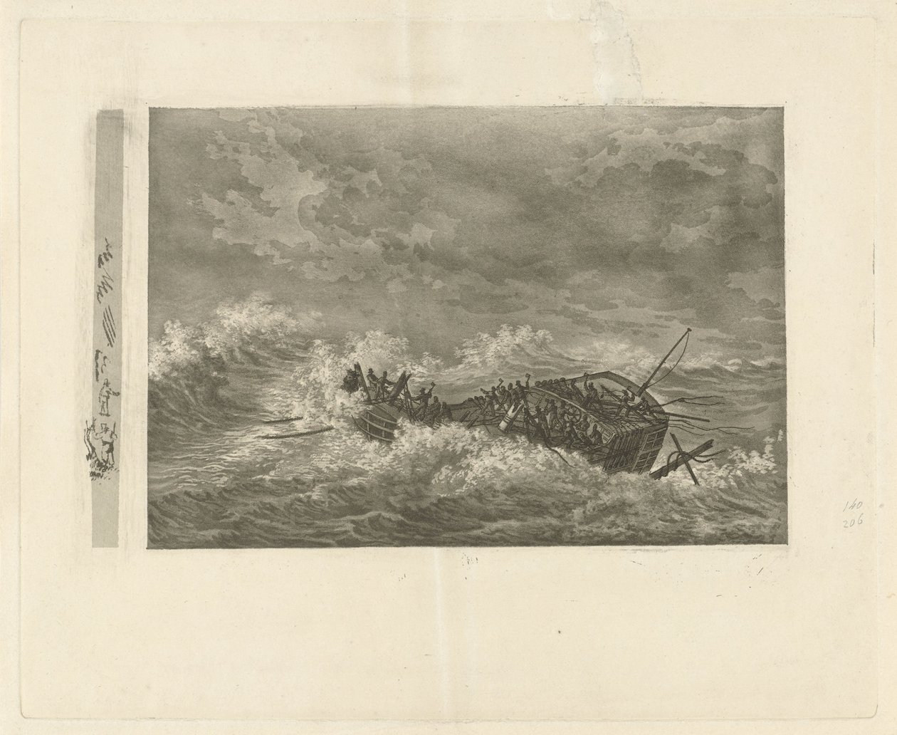 Mar tormentoso con barco que se hunde de François Joseph Pfeiffer (II)