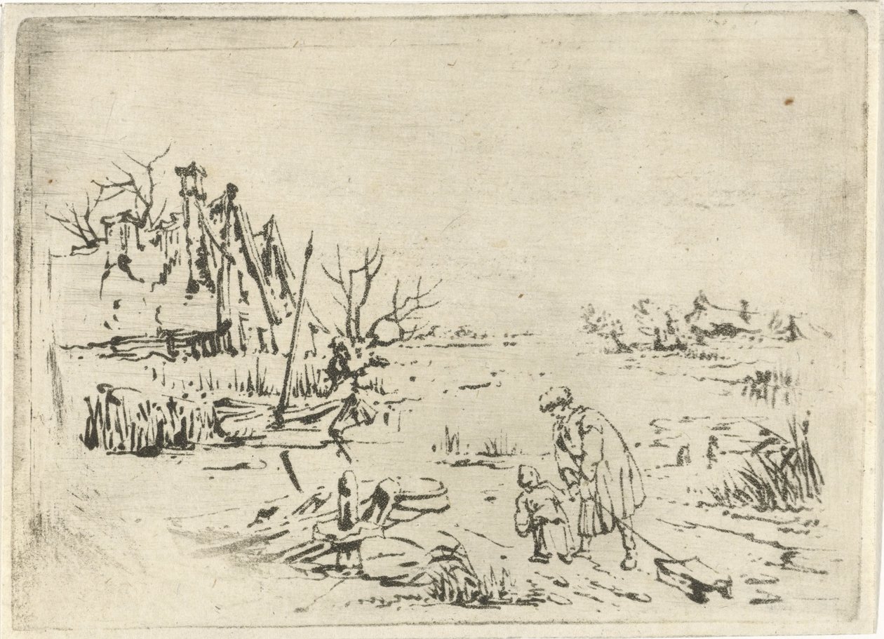 paisaje de invierno con granjas de François Joseph Pfeiffer (II)