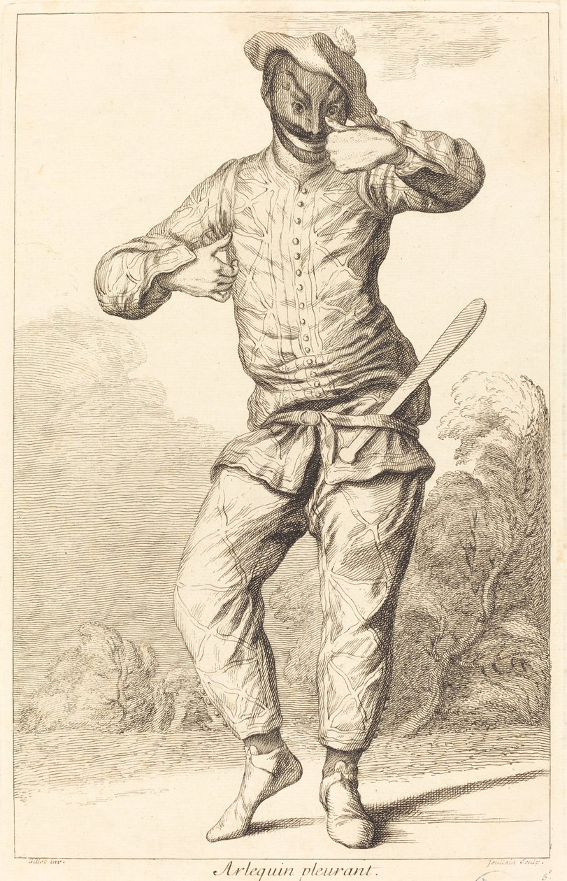 Arlequín llorando de François Joullain after Claude Gillot
