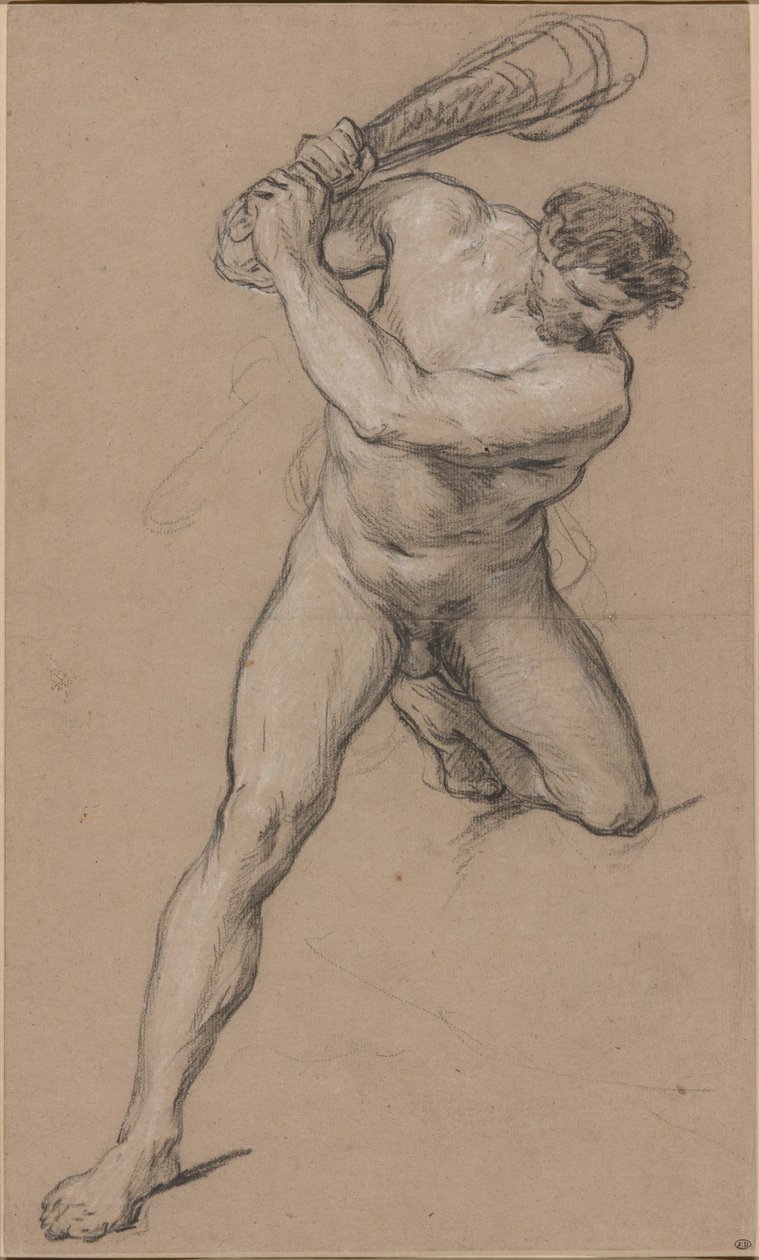 Hércules levantando su garrote: Estudio para "Hércules y Caco" de François Le Moyne