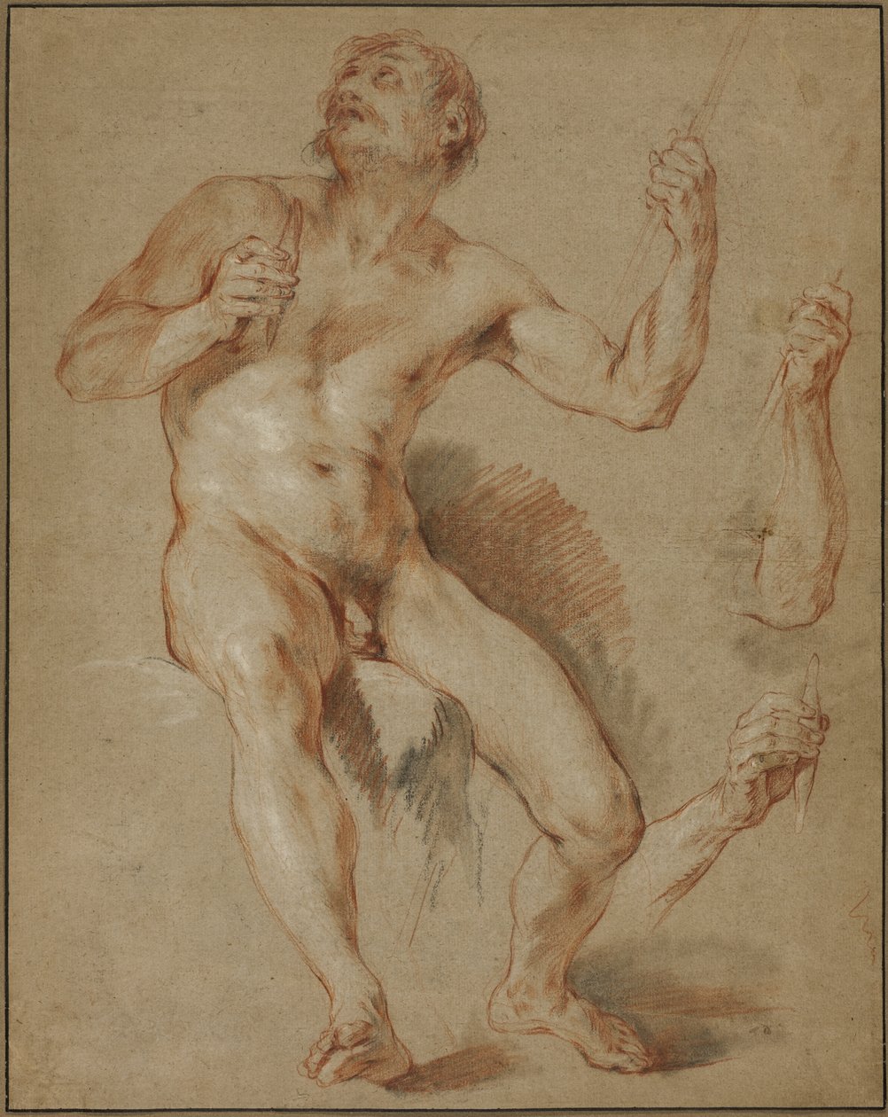 Hércules sentado, estudio para Hércules y Ónfale de François Le Moyne