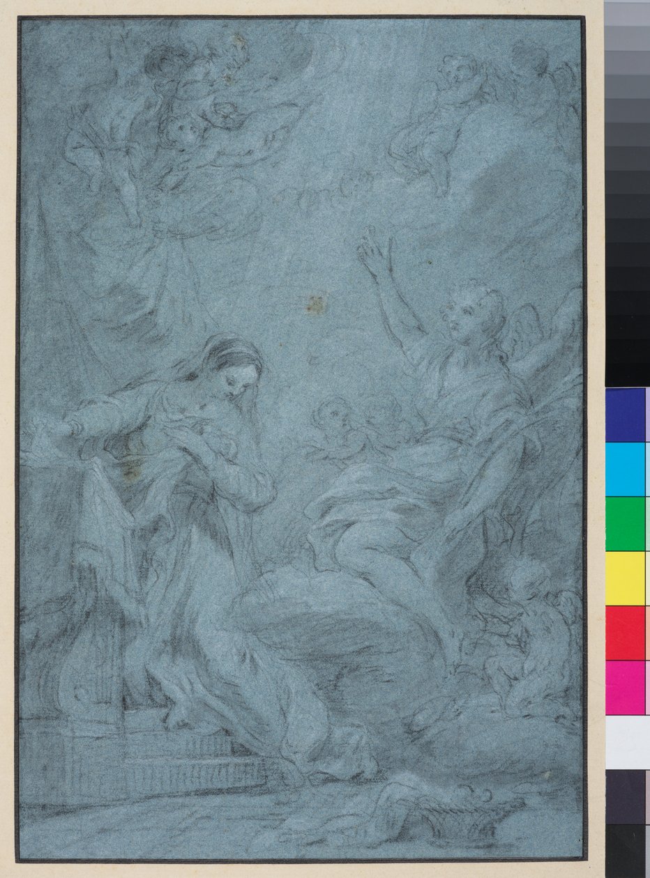 Anunciación, c.1727 (tiza sobre papel) de François Lemoyne
