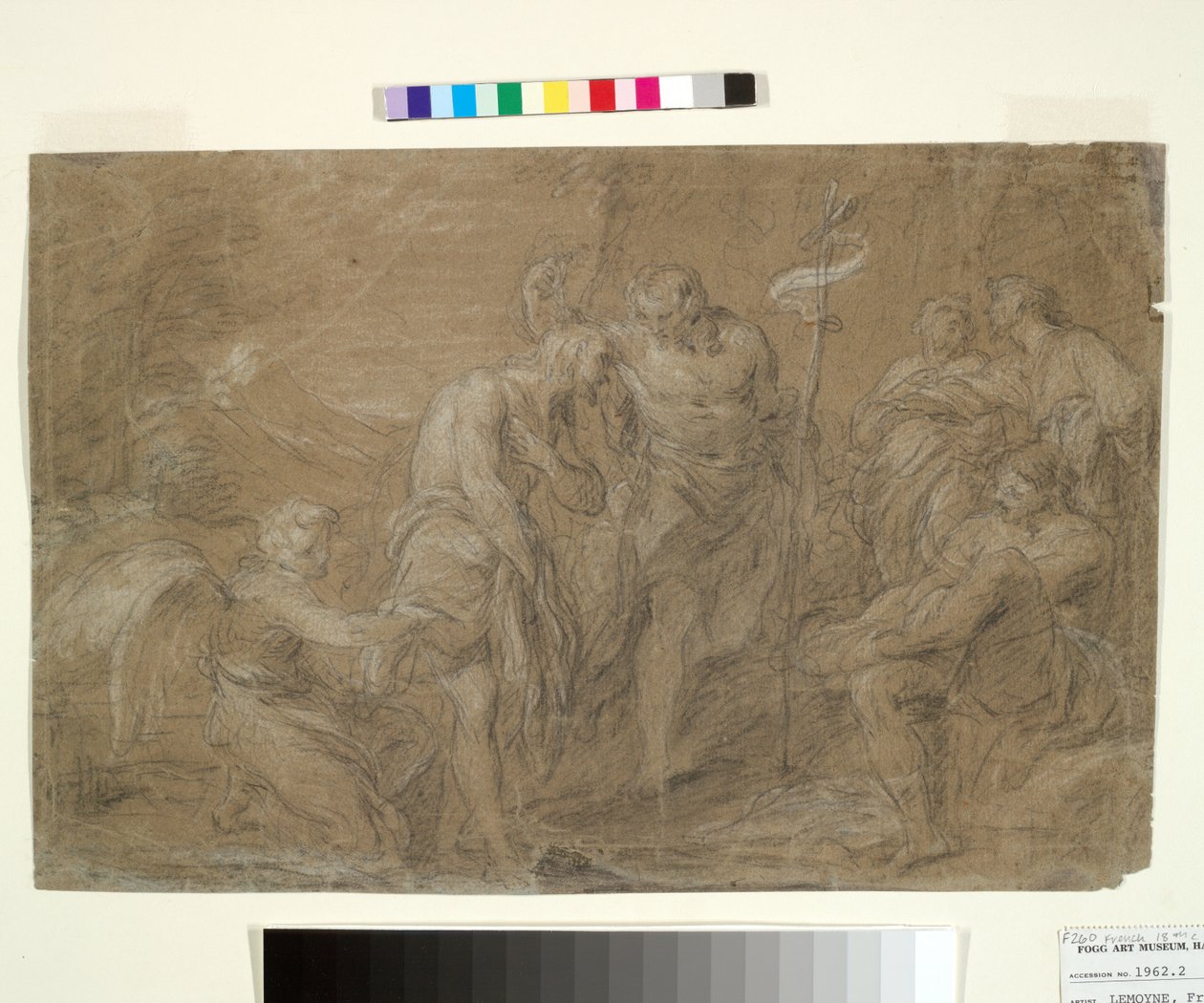 Bautismo de Cristo, c.1700-37 (tiza en blanco y negro sobre papel) de François Lemoyne