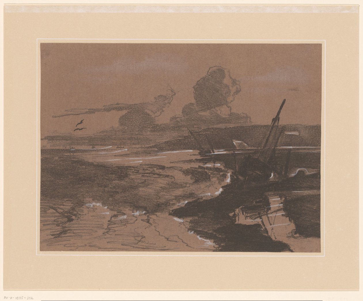 Naufragios varados después de una tormenta Estudios de paisaje (título de la serie) Estudios de paisajes (título de la serie) de François Louis Français (attributed to)