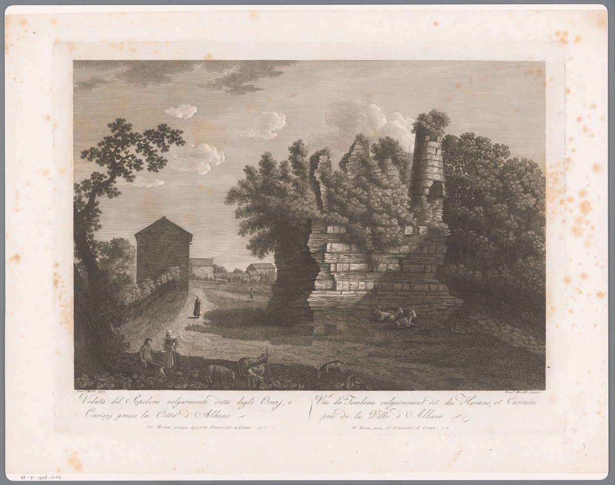 Vista de las tumbas de Horatii y Curiatii (Albano) Vistas de Roma (título de la serie) de François Morel