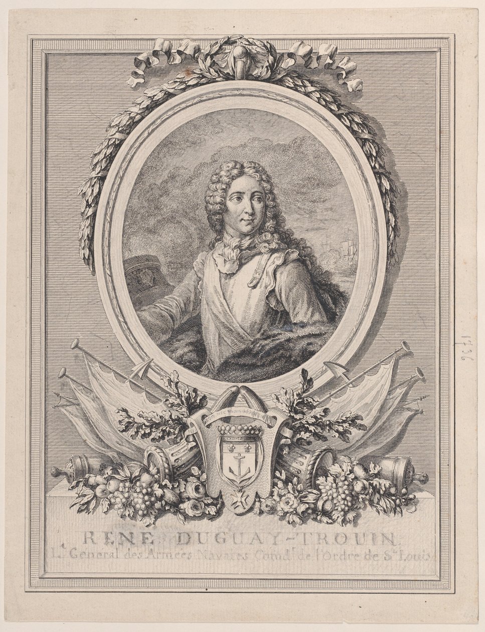 Retrato de René Duguay-Trouin, Teniente General de los Ejércitos Navales del Rey, 1765-1807 de François Nicolas Barthélemy Dequevauviller