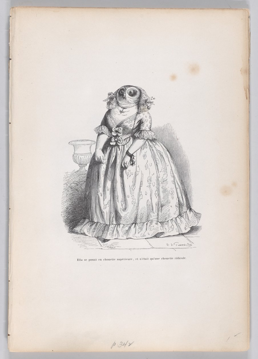 Ella se posó como un búho superior, y era solo un búho ridículo de Escenas de..., ca. 1837-47 de François Rouget