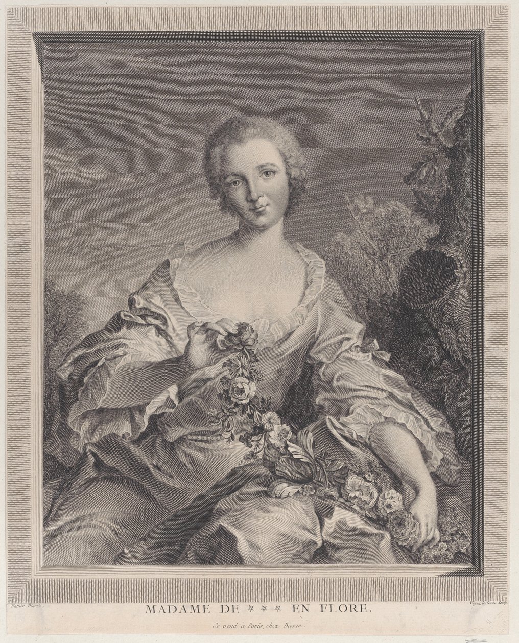Retrato de Louise Henriette de Bourbon Conti como Flora, 1766-1805 de François Voyez