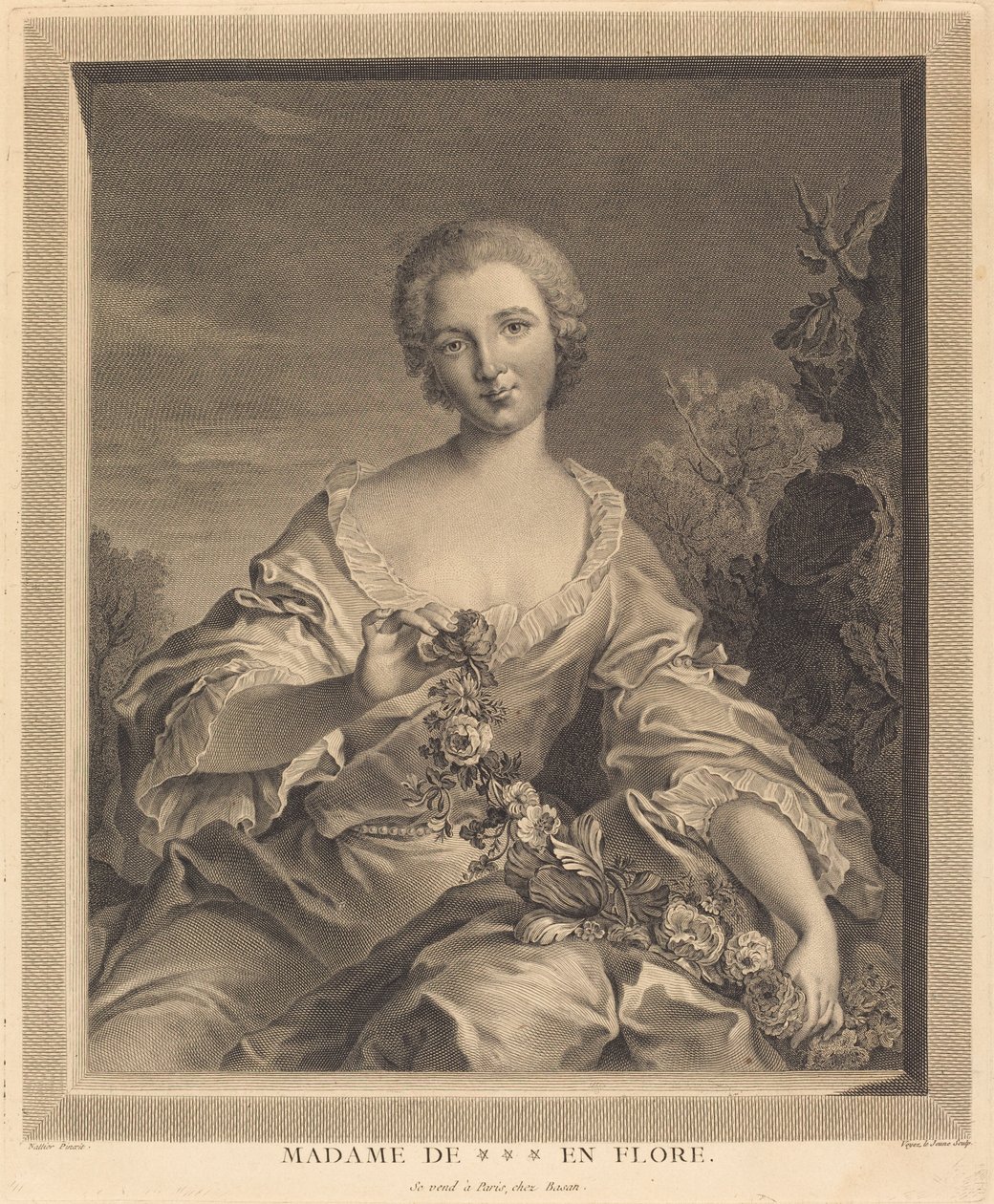Mme. XXX en Flora de François Voyez after Jean Marc Nattier