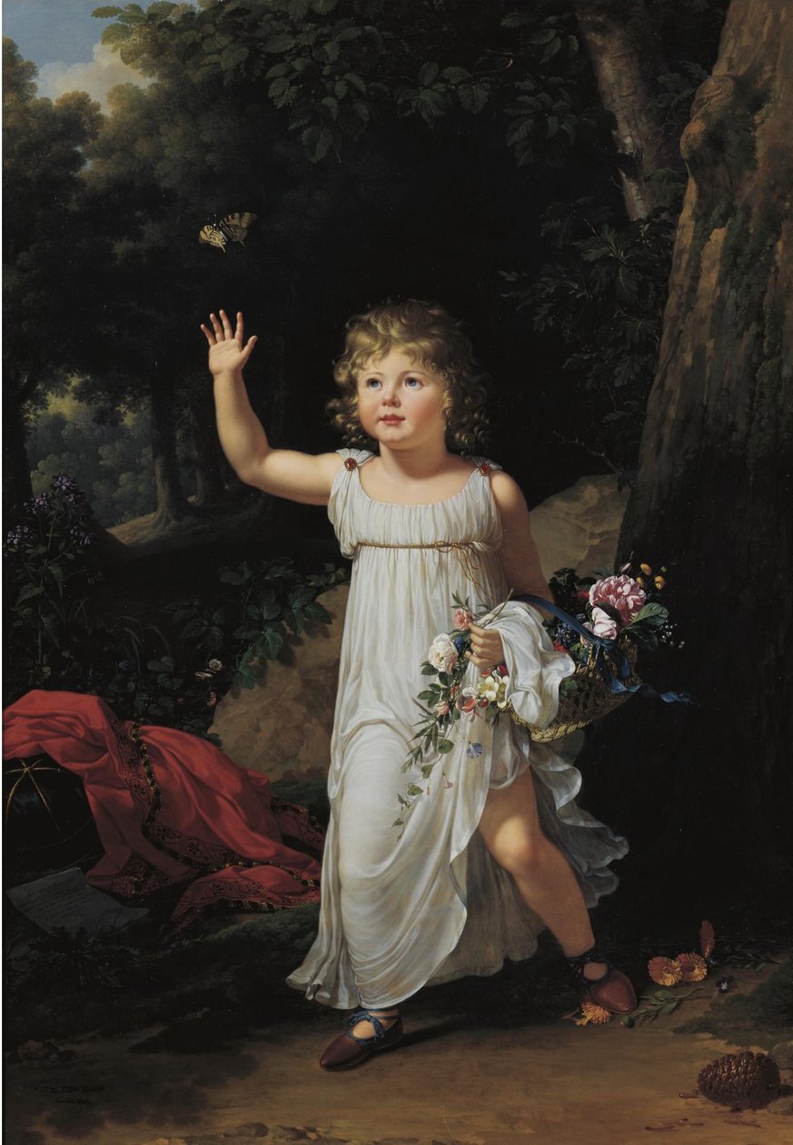 Francés:  Portrait du jeune Edgar Clarke Retrato de Edgar Clarke, de cuerpo entero, en un bosque de Francois-Xavier Fabre