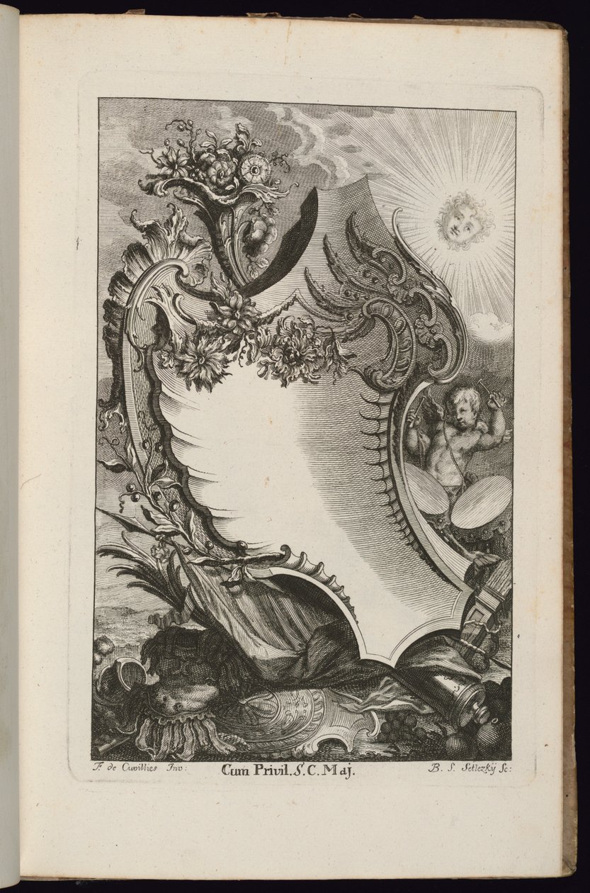 Cartucho con Cornucopia y Sol, Libro de Cartuchos Irregulares de François de Cuvilliés the Elder