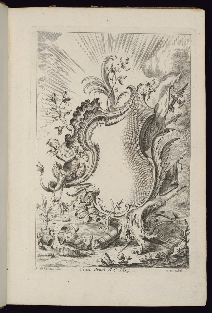Cartucho con dragón, Livre de Cartouches à divers usages (Libro de cartuchos para diferentes usos) de François de Cuvilliés the Elder