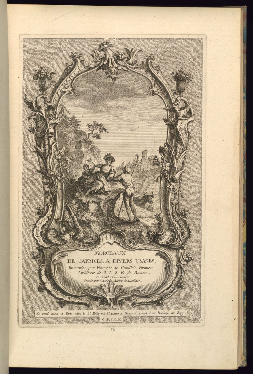 Diseño para cartucho con compartimentos grandes y pequeños de François de Cuvilliés the Elder