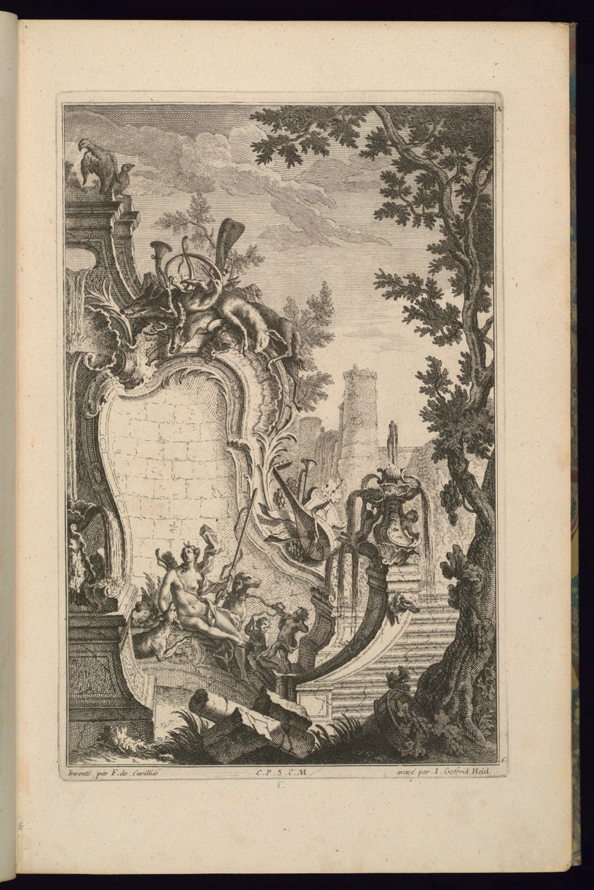 Diseño para fuente con Diana de François de Cuvilliés the Elder