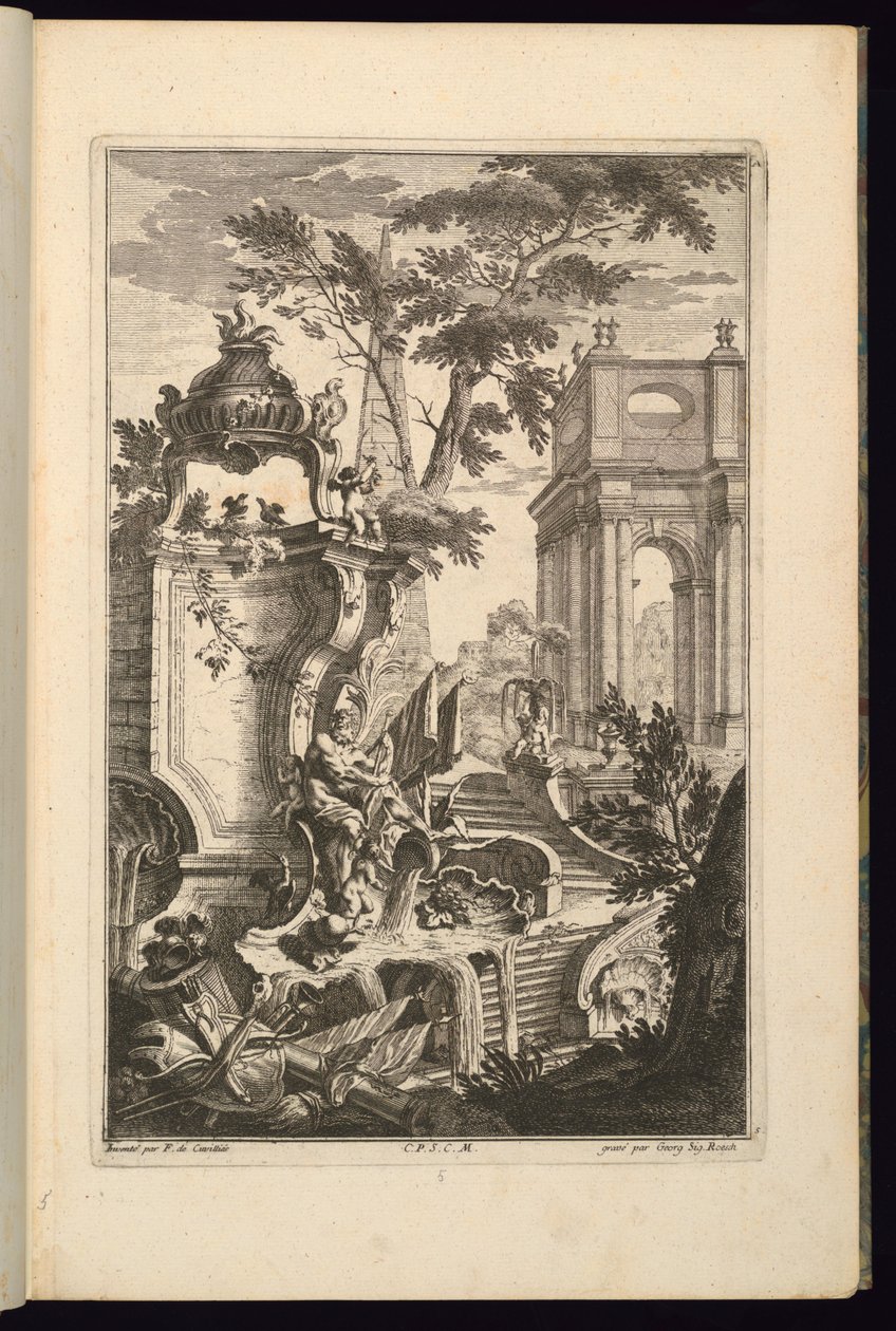 Diseño para fuente con un dios del río de François de Cuvilliés the Elder