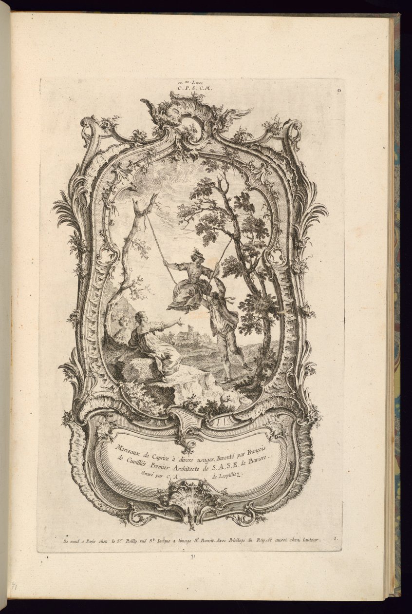 Diseño para un cartucho con compartimentos grandes y pequeños de François de Cuvilliés the Elder