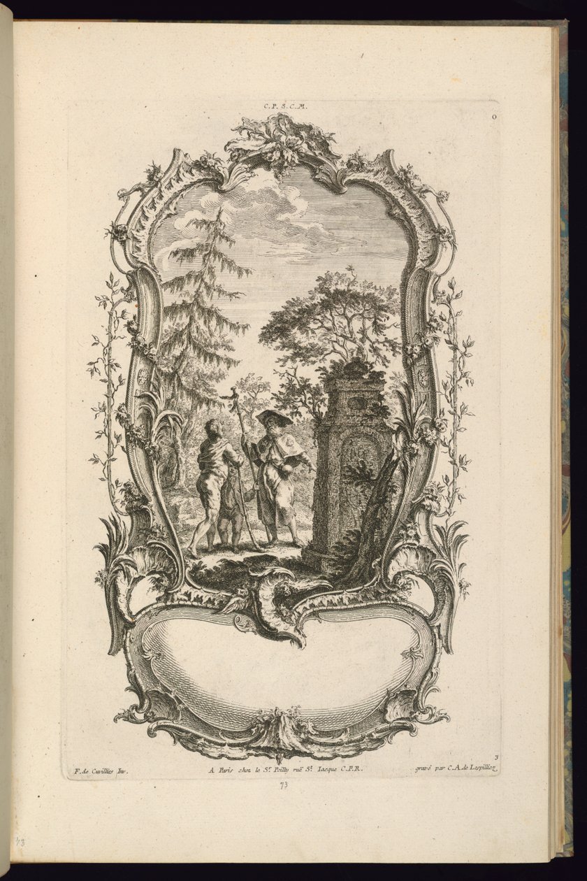 Diseño para un cartucho con compartimentos grandes y pequeños de François de Cuvilliés the Elder