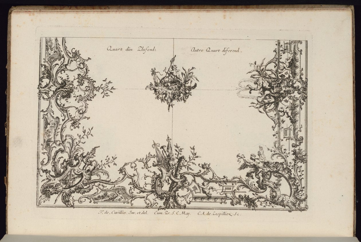 Dos cuartos de un techo, Nouveau Livre de Plafonds Irréguliers de François de Cuvilliés the Elder