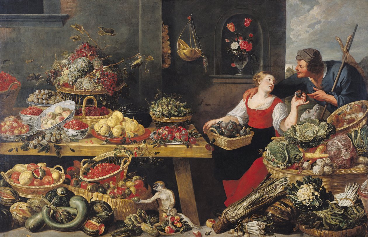 Mercado de frutas y verduras de Frans Snyders or Snijders
