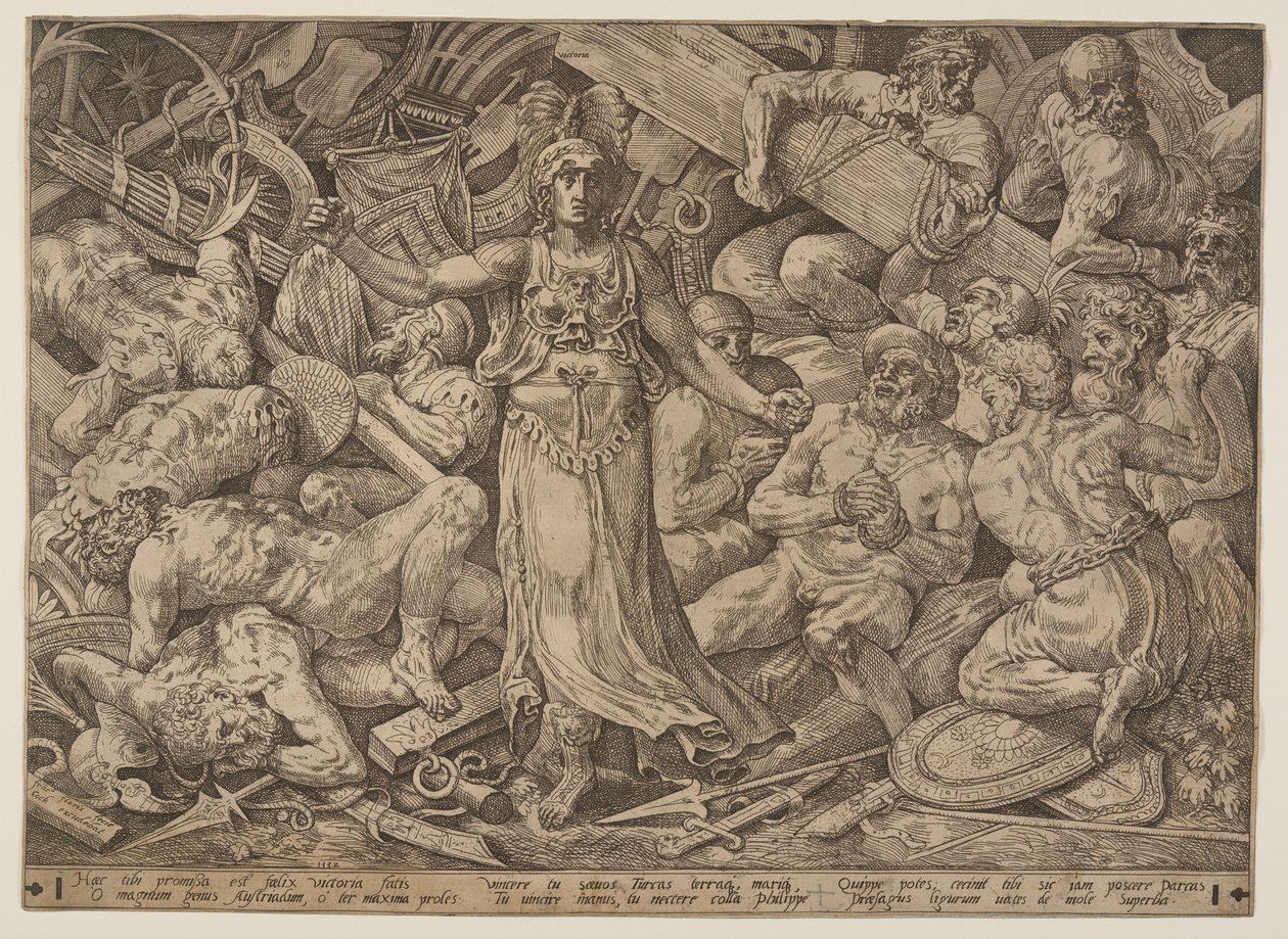 Victoria rodeada de prisioneros y trofeos de guerra de Frans Floris I
