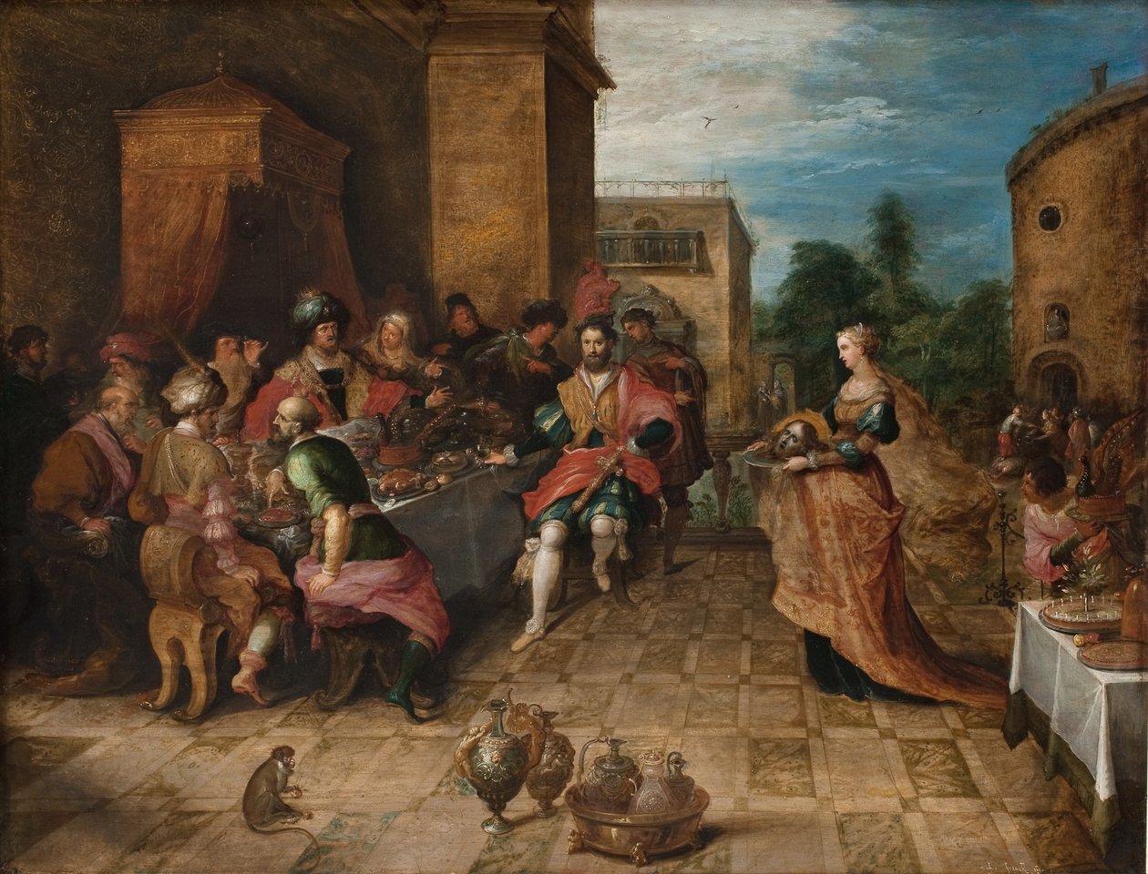 El banquete de Herodes. Salomé presenta la cabeza de Juan el Bautista de Frans Francken d.Y.