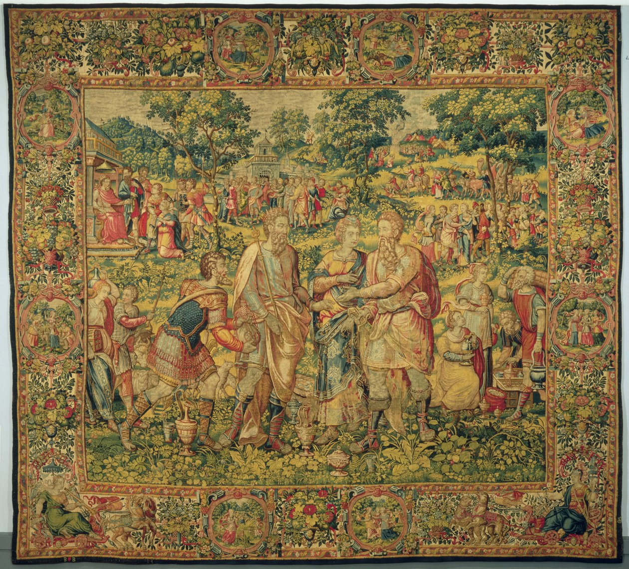 El rey Abimelec devuelve a Sara a su esposo, Abraham, 1580 de Frans Geubels