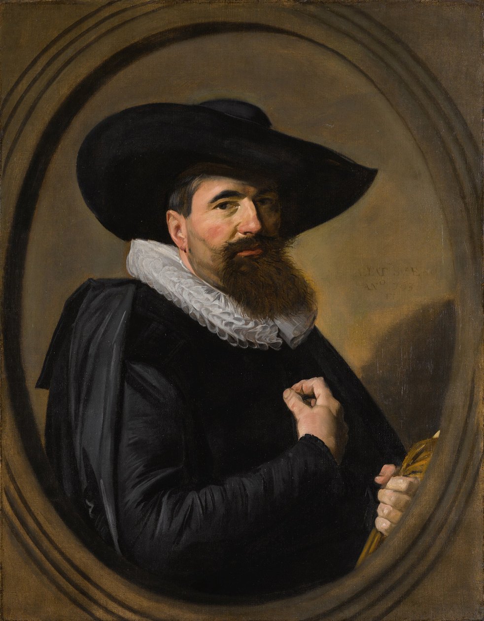 Holandés: Portret van een man Retrato de un hombre con sombrero y cuello alto de Frans Hals