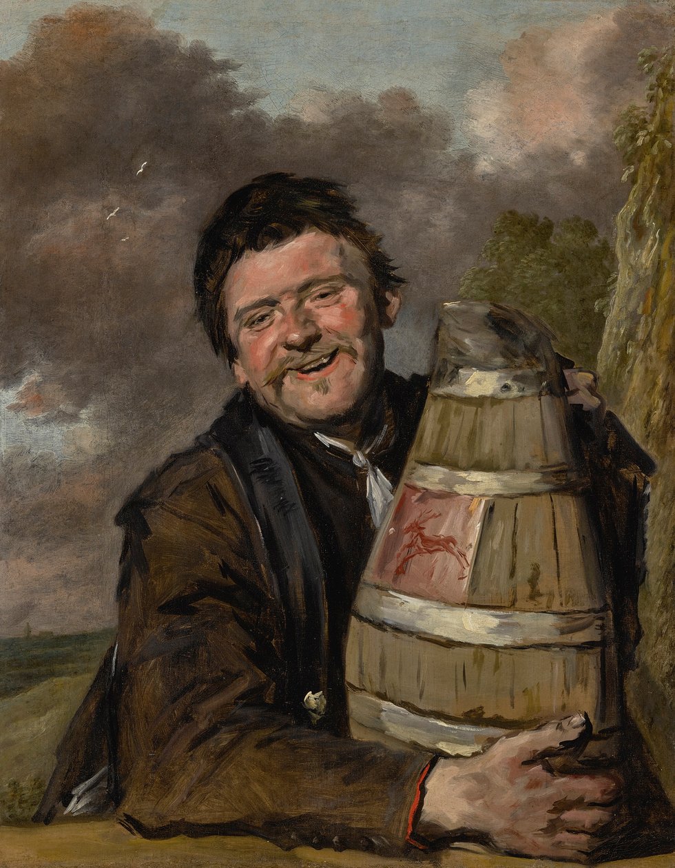 Hombre con una jarra de cerveza de Frans Hals
