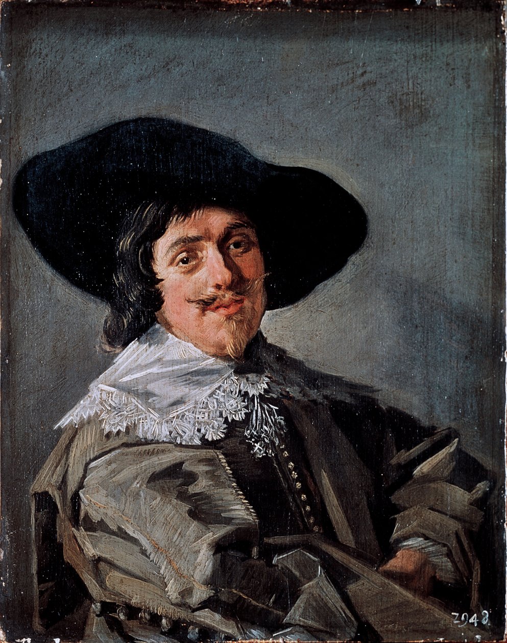 Retrato de un hombre con abrigo amarillo-gris de Frans Hals