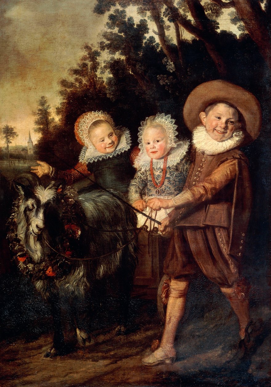 Tres niños con carro de cabra, c.1620 de Frans Hals
