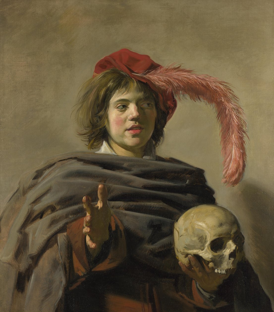 Joven sosteniendo una calavera (Vanitas) de Frans Hals