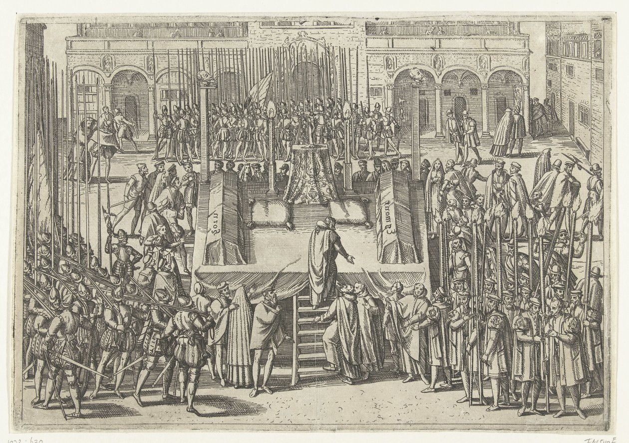 El cadalso tras la decapitación de Egmond y Horne, 1568 de Frans Hogenberg (attributed to)