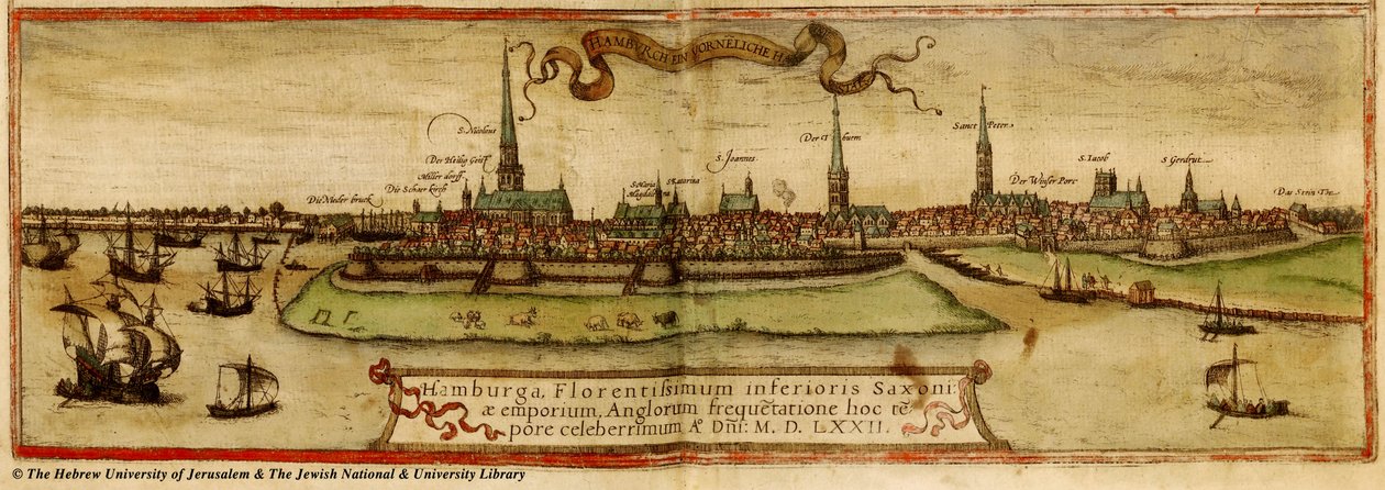 Mapa de Hamburgo 1572 de Frans Hogenberg