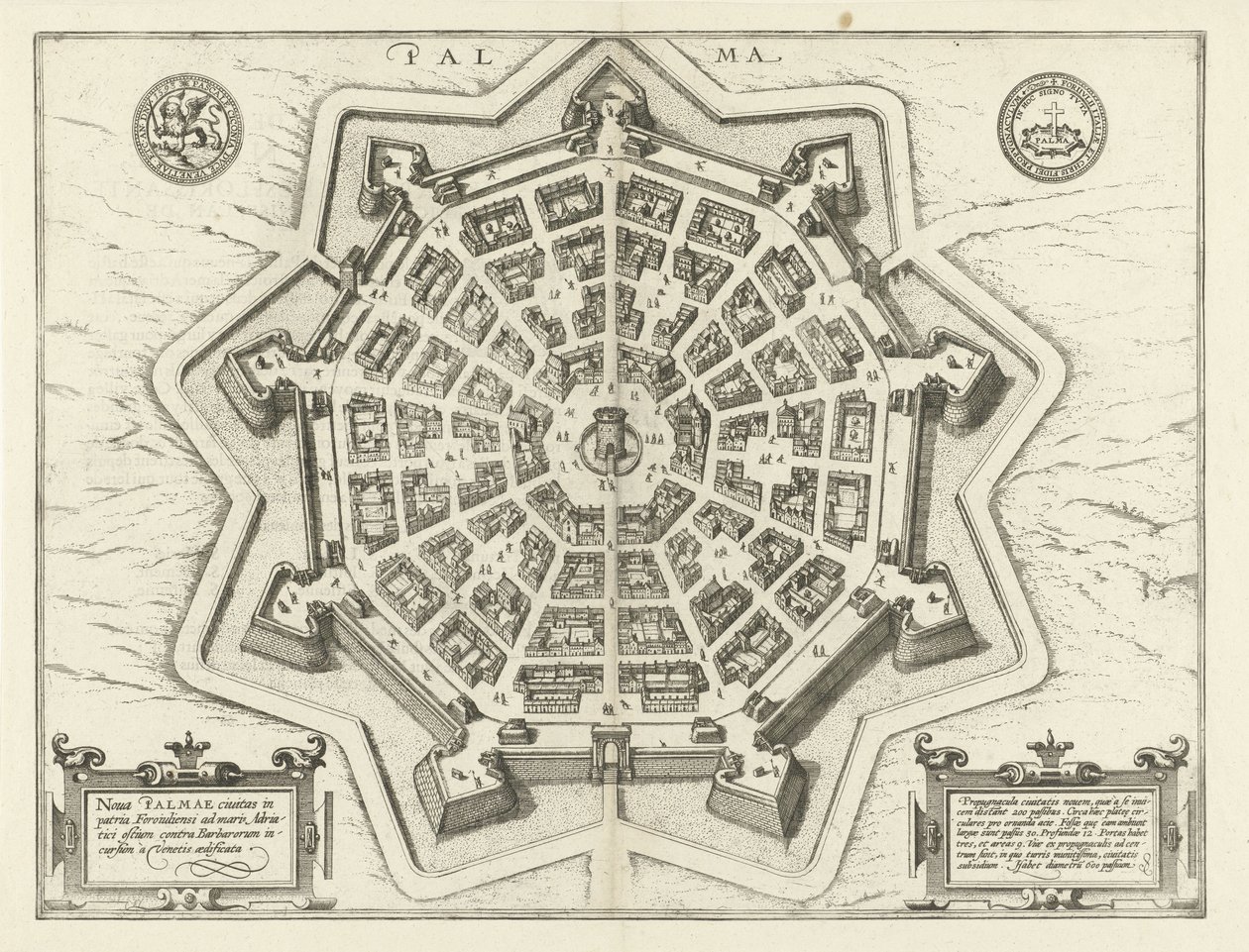 Mapa Palmanova Palma (título sobre objeto) de Frans Hogenberg