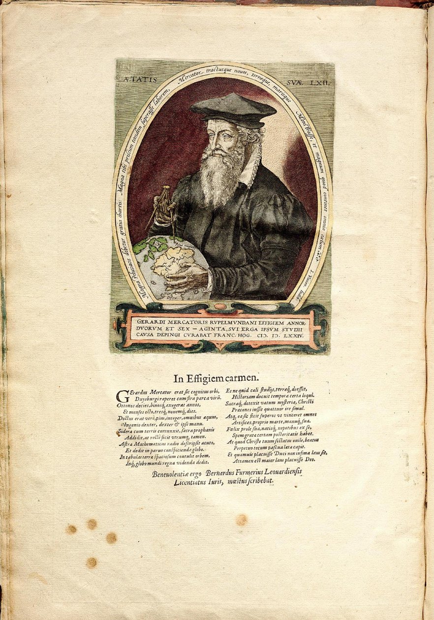 Retrato de Gerardus Mercator 1512-1594 a los 62 años de Frans Hogenberg