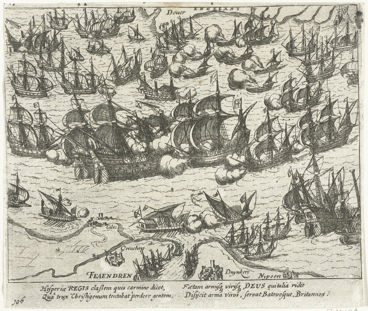 El hundimiento de la Armada Española en 1588, 1613-1615 de Frans Hogenberg