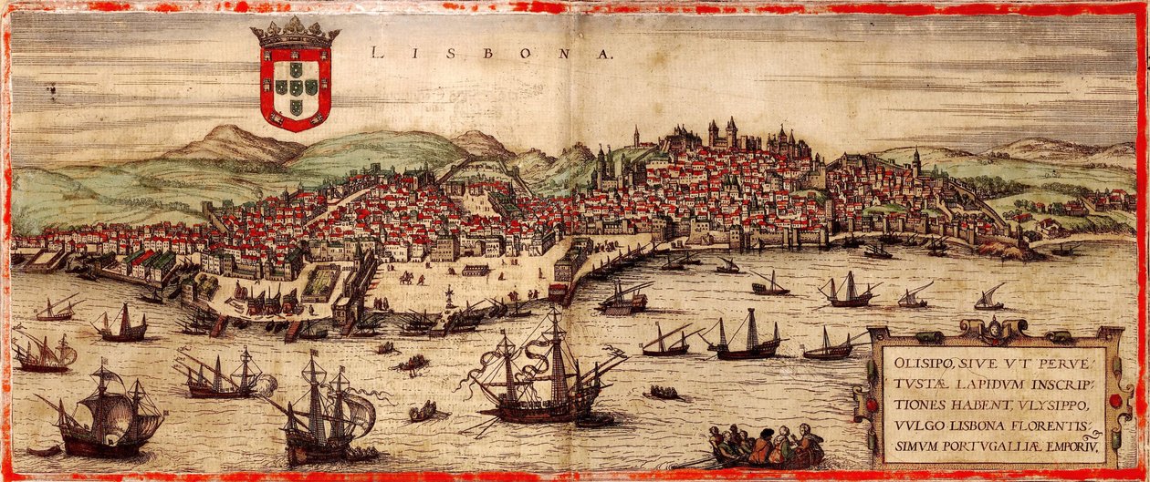 Vista de Lisboa y el río Tajo De: Civitates Orbis Terrarum, 1572 de Frans Hogenberg