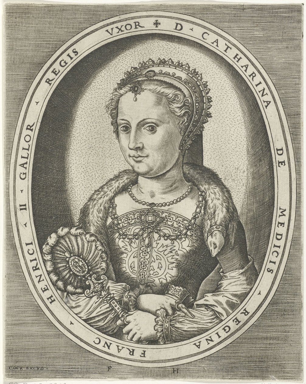 Retrato de Catalina de Médicis Retratos de reyes, reinas, príncipes y princesas (título de serie) de Frans Huys