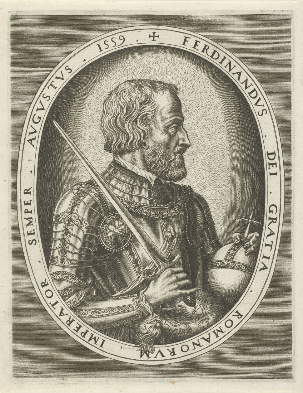 Retrato de Fernando I de Habsburgo, emperador alemán Retratos de reyes, reinas, príncipes y princesas (título de serie) de Frans Huys